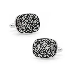 Josephs Jewelers Cufflinks, Tie Bars, And Pins>Base Metal White Filigree Cufflinks