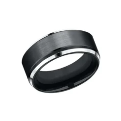 Josephs Jewelers Wedding Bands For Men>Black and White Cobalt Wedding Band