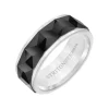 Josephs Jewelers Wedding Bands For Men>Black and White Tungsten Chevron Facet Band