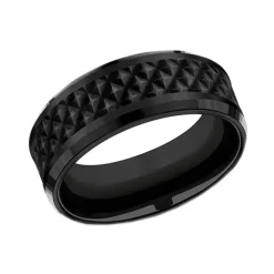 Josephs Jewelers Wedding Bands For Men>Black Laser Titanium Pattern 8mm Band