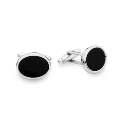 Josephs Jewelers Cufflinks, Tie Bars, And Pins>Black Matte and Polished Cufflinks