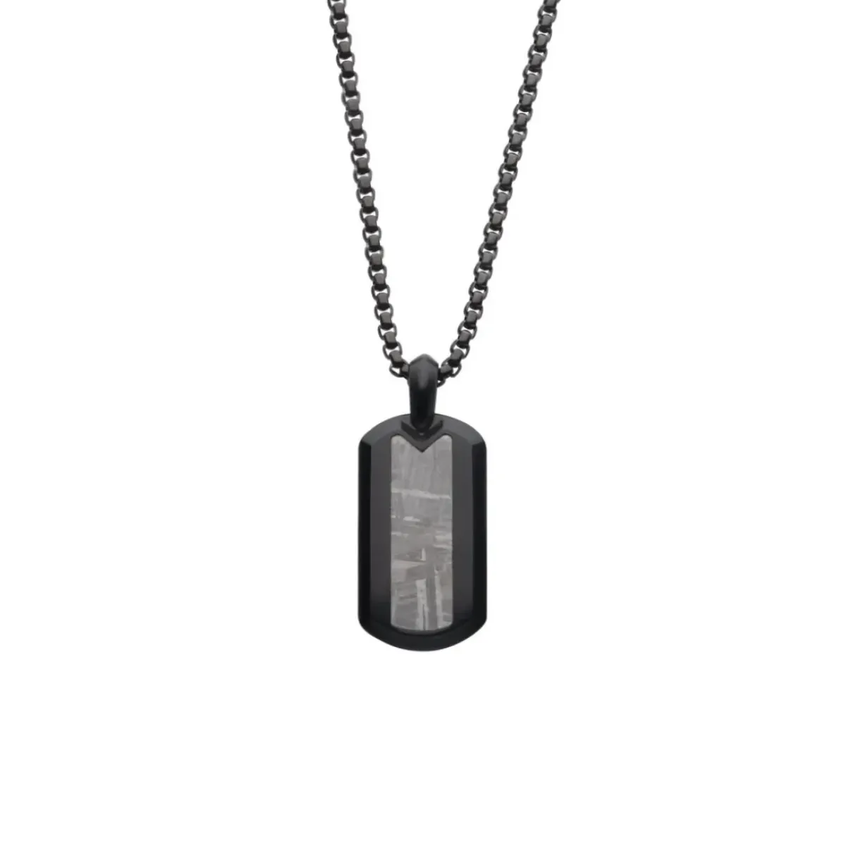 Josephs Jewelers Necklaces And Pendants>Black Stainless Steel Meteorite Pendant with Chain