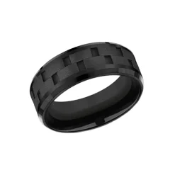Josephs Jewelers Wedding Bands For Men>Black Titanium and Cobalt “Link” Wedding Band