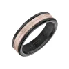 Josephs Jewelers Wedding Bands For Men>Black Tungsten and 14K Rose Gold Milgrain Band