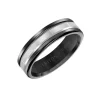 Josephs Jewelers Wedding Bands For Men>Black Tungsten and 14K White Gold Band
