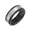 Josephs Jewelers Wedding Bands For Men>Black Tungsten and 14K White Gold Step Edge Band