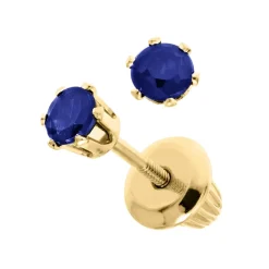 Josephs Jewelers Earrings>Children’s 14K Yellow Gold Sapphire Earrings