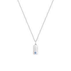 Josephs Jewelers Necklaces And Pendants>Children’s Sterling Silver Blue Cubic Zirconia Bar Pendant with Chain