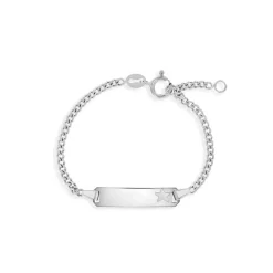 Josephs Jewelers Bracelets>Children’s Sterling Silver Engraved Star Bar Bracelet