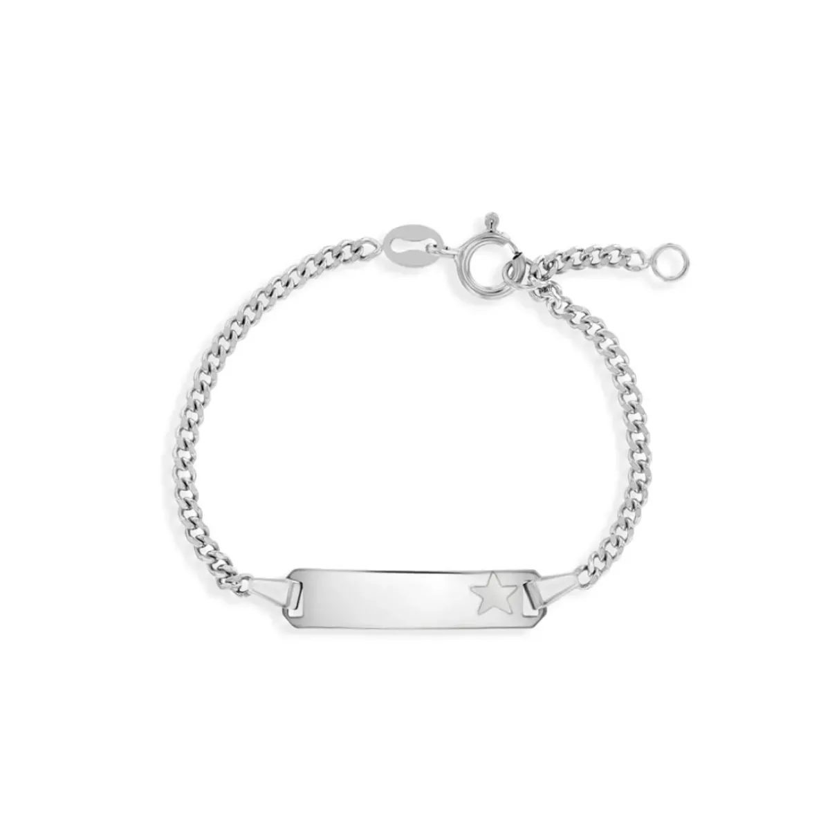 Josephs Jewelers Bracelets>Children’s Sterling Silver Engraved Star Bar Bracelet