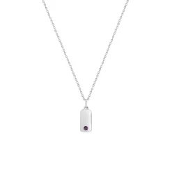 Josephs Jewelers Necklaces And Pendants>Children’s Sterling Silver Purple Cubic Zirconia Bar Pendant with Chain
