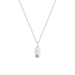 Josephs Jewelers Necklaces And Pendants>Children’s Sterling Silver Green Cubic Zirconia Bar Pendant with Chain
