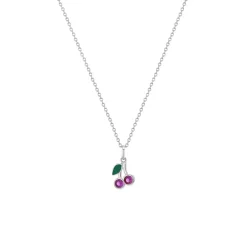 Josephs Jewelers Necklaces And Pendants>Children’s Sterling Silver Cubic Zirconia Cherry Pendant with Chain