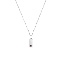 Josephs Jewelers Necklaces And Pendants>Children’s Sterling Silver Red Cubic Zirconia Bar Pendant with Chain