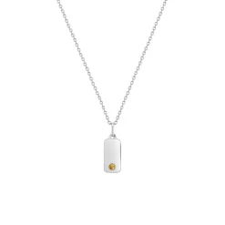 Josephs Jewelers Necklaces And Pendants>Children’s Sterling Silver Yellow Cubic Zirconia Bar Pendant with Chain