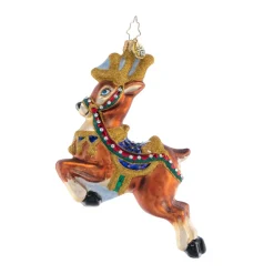 Josephs Jewelers Home Décor>Christopher Radko – Take To The Skies Reindeer Glass Ornament