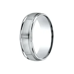 Josephs Jewelers Wedding Bands For Men>Cobalt Chrome 7mm Brushed and Polished Finish Wedding Band