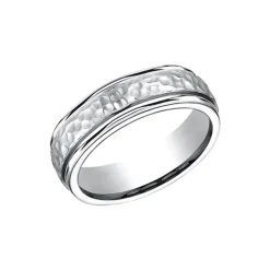 Josephs Jewelers Wedding Bands For Men>Cobalt Comfort Fit Hammered Wedding Band