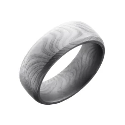 Josephs Jewelers Wedding Bands For Men>Damascus Steel Domed Wedding Band