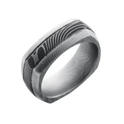 Josephs Jewelers Wedding Bands For Men>Damascus Steel Square Wedding Band