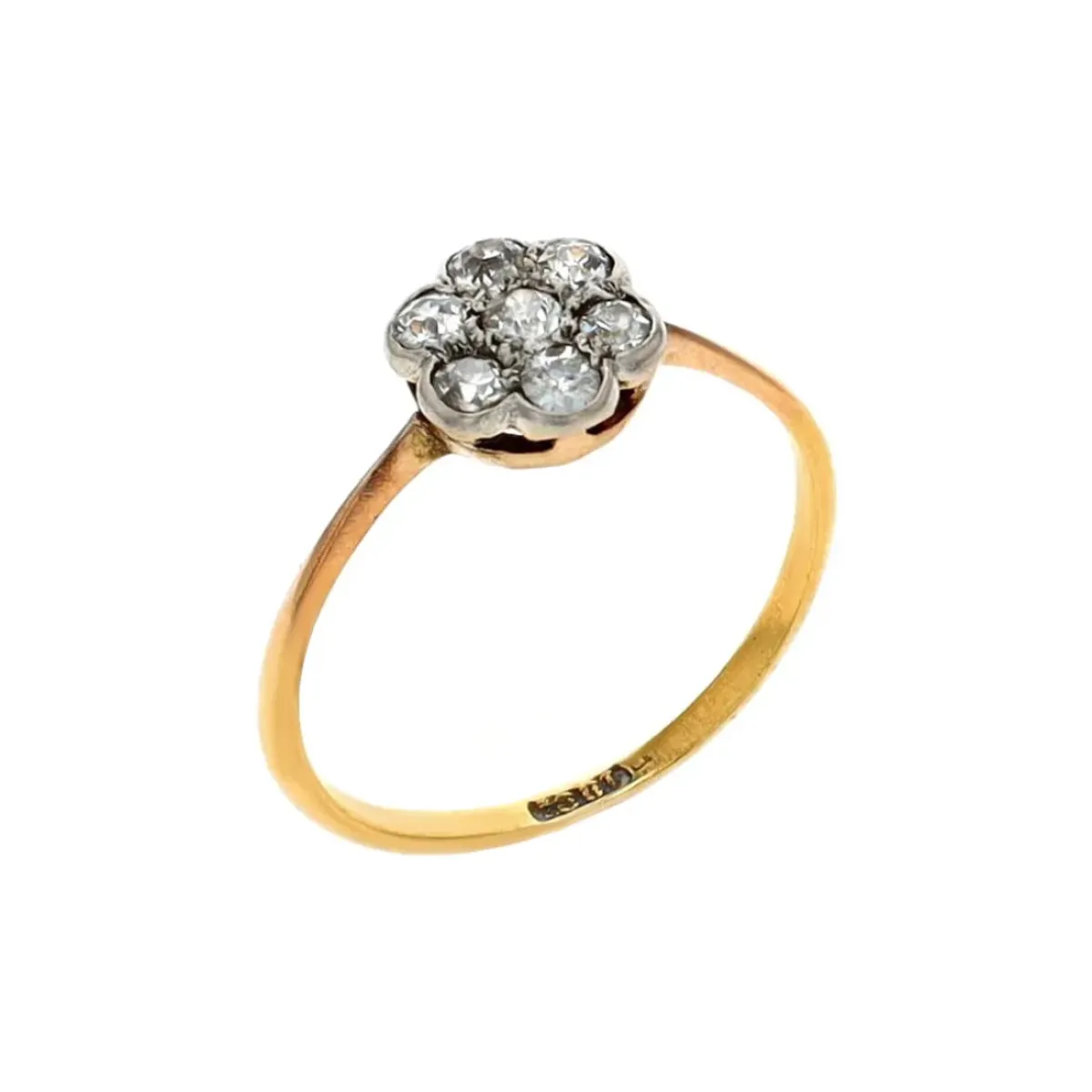 Josephs Jewelers Estate>Estate 18K Two-Tone Diamond Cluster English Ring