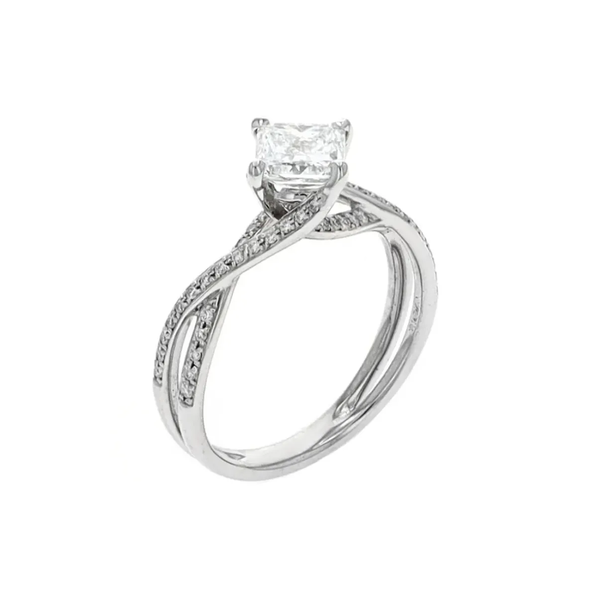 Josephs Jewelers Engagement Rings>Estate 18K White Gold Princess Diamond Twisted Engagement Ring