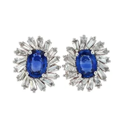 Josephs Jewelers Estate>Estate 18K White Gold Sapphire and Diamond Earrings