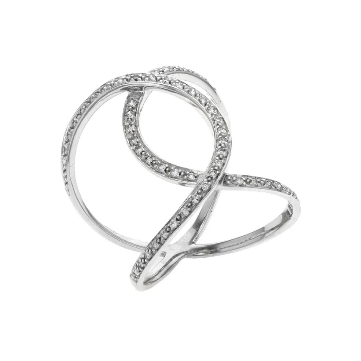 Josephs Jewelers Estate>Estate 14K White Gold Wide Looped Diamond Ring