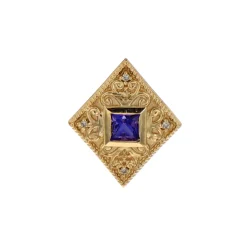 Josephs Jewelers Estate>Estate 14K Yellow Gold Lab Created Purple Sapphire Pendant