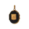 Josephs Jewelers Estate>Estate 18K Yellow Gold Onyx Engraved Locket