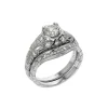 Josephs Jewelers Estate>Estate Platinum Hand Engraved Diamond Wedding Set