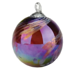 Josephs Jewelers Home Décor>Glass Eye Studio – Merlot Feathers Round Ornament