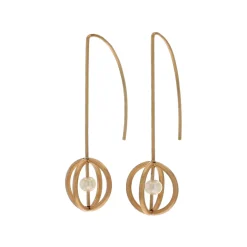 Josephs Jewelers Earrings>Gold Filled Sterling Silver Pearl Circle Dangle Earrings