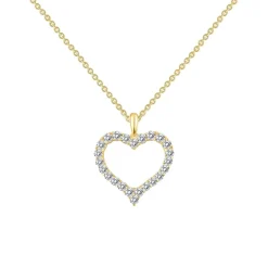 Josephs Jewelers Necklaces And Pendants>Gold Plated Sterling Silver Cubic Zirconia Open Heart Pendant with Chain