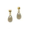 Josephs Jewelers Earrings>Gold Plated Sterling Silver Pear Labradorite Cube Earrings