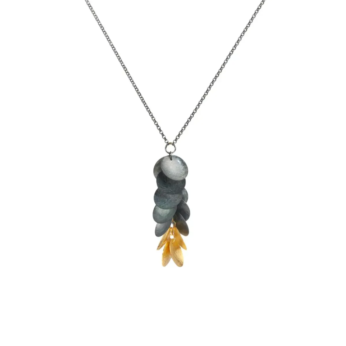 Josephs Jewelers Necklaces And Pendants>Gold Plated Sterling Silver Oxidized Multi-Disc Pendant with Chain