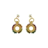 Josephs Jewelers Earrings>Gold Plated Sterling Silver Tourmaline Bead Circle Earrings