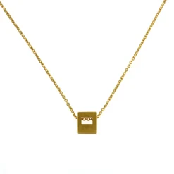 Josephs Jewelers Necklaces And Pendants>Gold Plated Sterling Silver Square Cutout Pendant with Chain