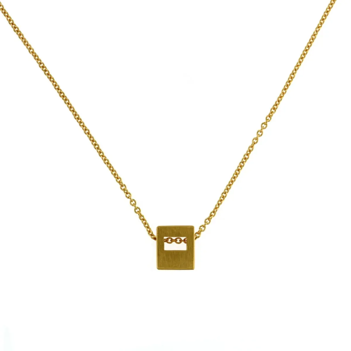 Josephs Jewelers Necklaces And Pendants>Gold Plated Sterling Silver Square Cutout Pendant with Chain