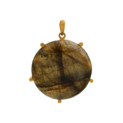 Josephs Jewelers Necklaces And Pendants>Gold Plated Sterling Silver Labradorite Gratitude Pendant