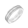 Josephs Jewelers Wedding Bands For Men>Gray Tungsten and 14K White Gold Step Edge Band