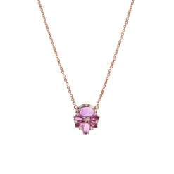 Josephs Jewelers Necklaces And Pendants>14K Rose Gold Amethyst and Diamond Flower Necklace