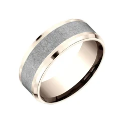 Josephs Jewelers Wedding Bands For Men>14K Rose Gold and Tantalum Swirl Band