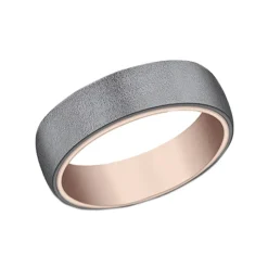 Josephs Jewelers Wedding Bands For Men>14K Rose Gold and Tantalum 6.5mm Band