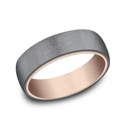 Josephs Jewelers Wedding Bands For Men>14K Rose Gold and Tantalum 6.5mm Band