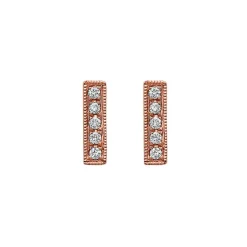 Josephs Jewelers Earrings>14K Rose Gold Diamond Bar Earrings