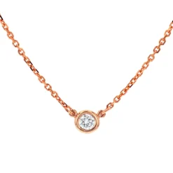 Josephs Jewelers Necklaces And Pendants>14K Rose Gold Diamond Bezel Solitaire Necklace