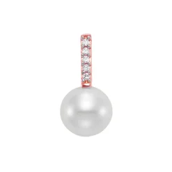 Josephs Jewelers Necklaces And Pendants>14K Rose Gold Freshwater Pearl and Diamond Pendant