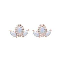 Josephs Jewelers Earrings>14K Rose Gold Marquise Opal and Diamond Earrings