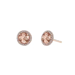 Josephs Jewelers Earrings>14K Rose Gold Morganite and Diamond Halo Earrings